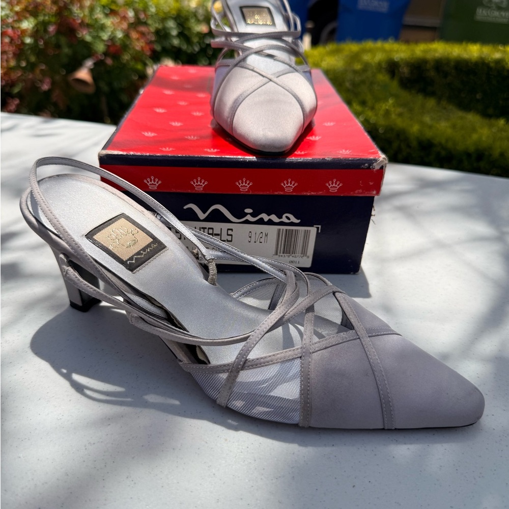 Nina Women's Silver Strappy Heels